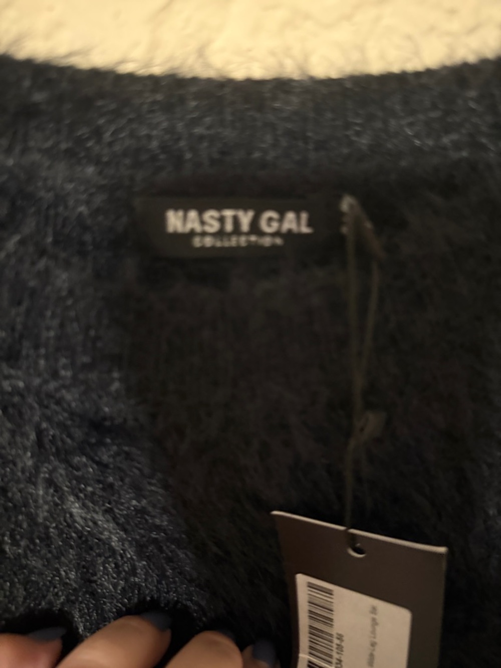 Nasty Gal Black Fuzzy Knit Top size medium nwt - Picture 3 of 5